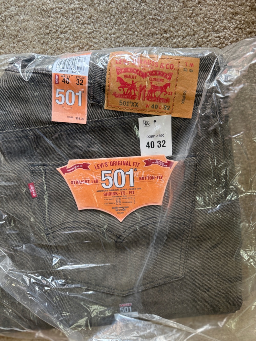 Levi's 501 Straight Leg Jeans - Charcoal Black